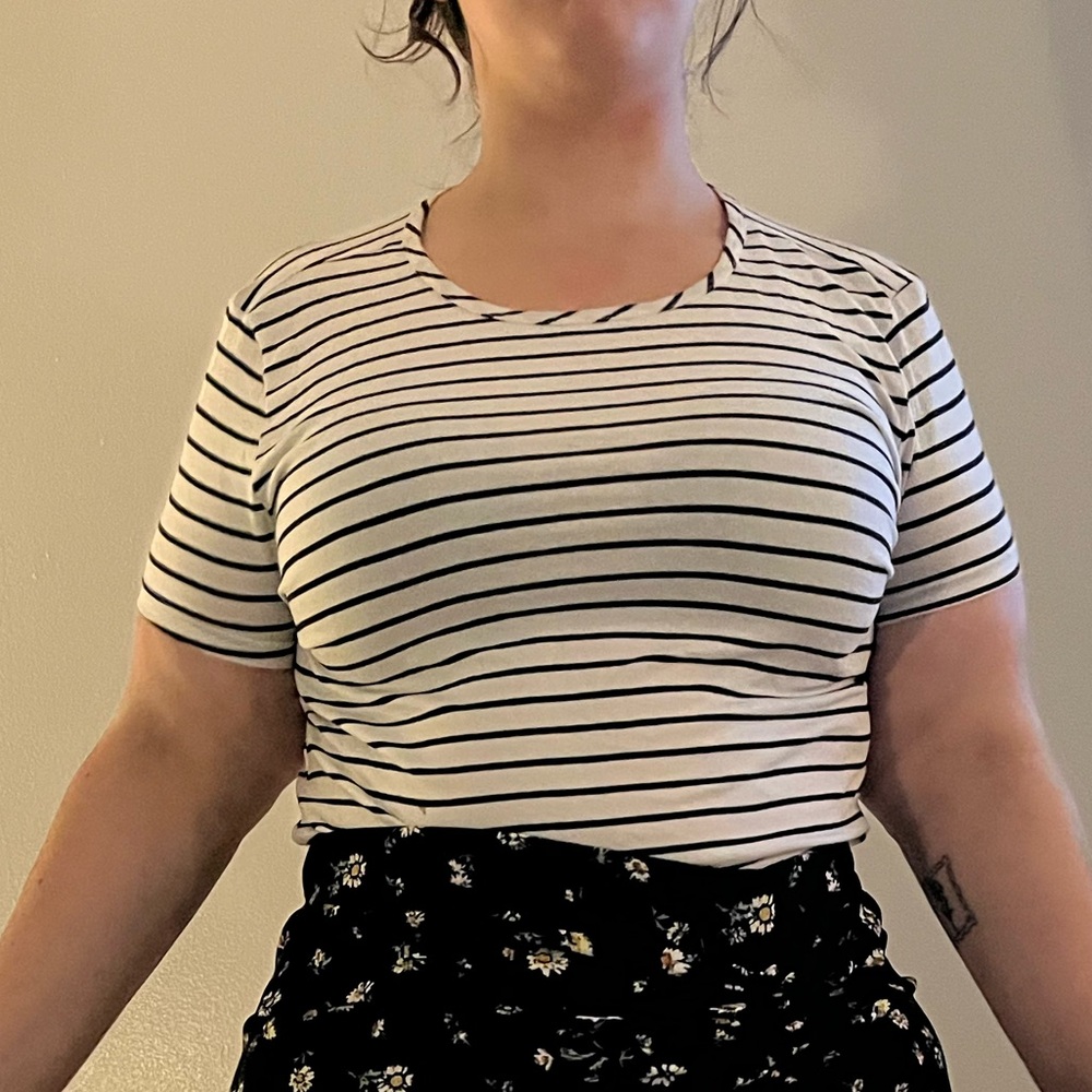 Striped Black and White Short Sleeve Tee